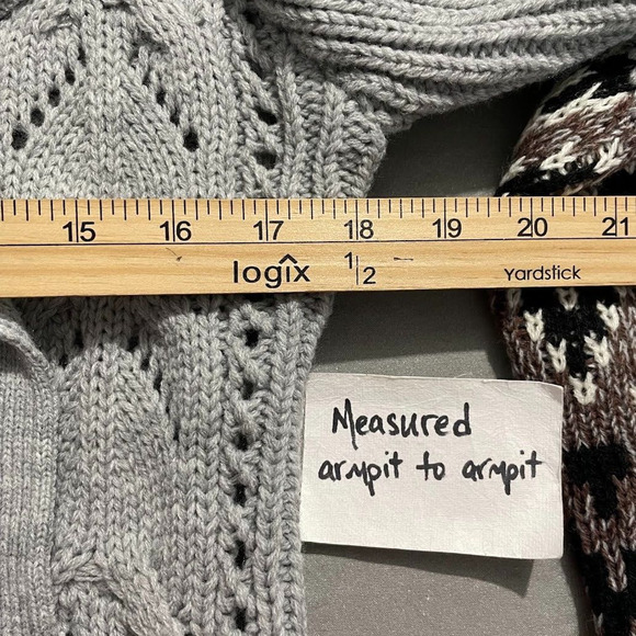 Element Pinned Sweater Fits Size Medium Gray Cardigan Boho Western Fair Isle - Picture 15 of 16